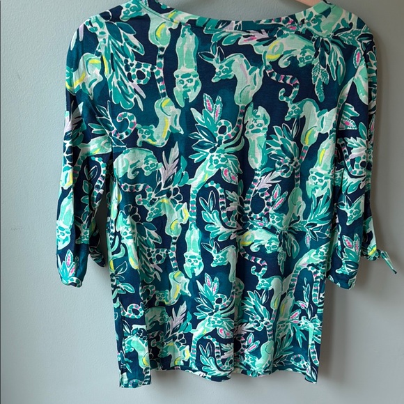 Lilly Pulitzer Blue Ruffled 3/4 Sleeve Blouse - Picture 5 of 5
